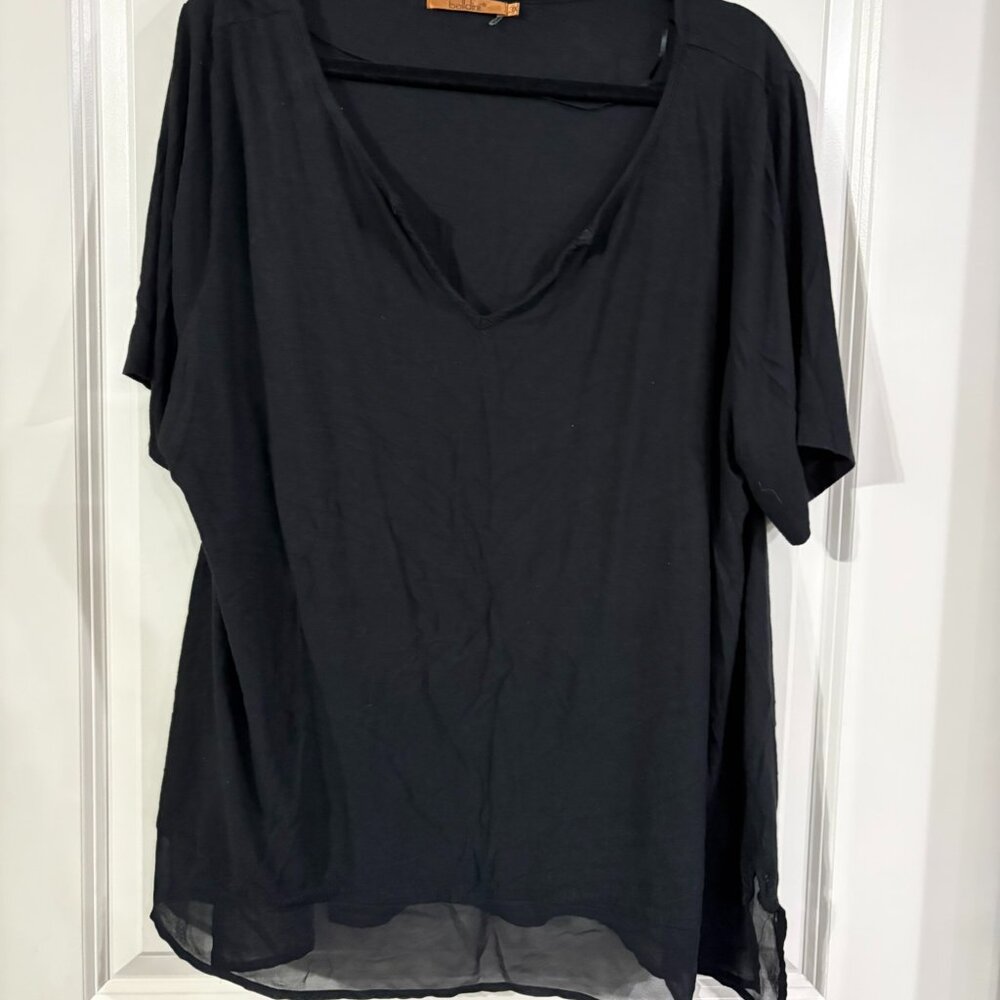 Belldini black sheer V-neck short sleeve blouse size 3X